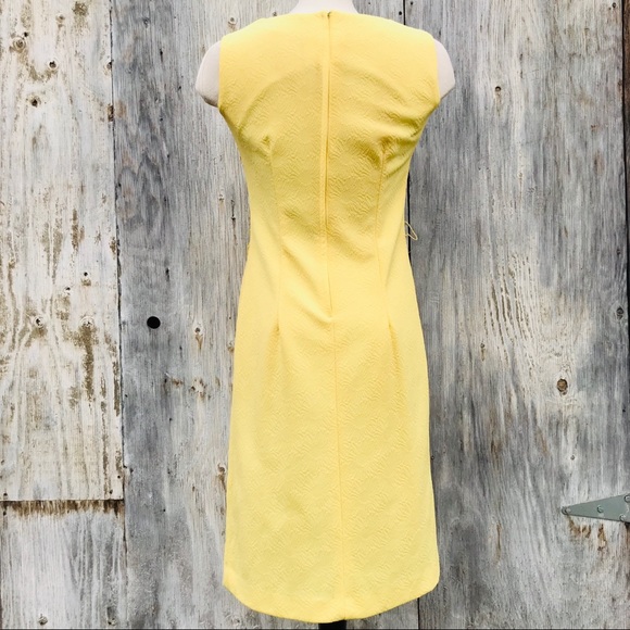 Vintage Sears Yellow Floral Knit Polyester Dress - Picture 5 of 11